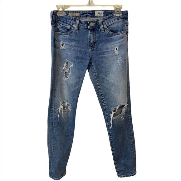 AG The Stilt Cigarette Leg Destroyed Distressed Denim Jeans 25 R - Picture 1 of 7